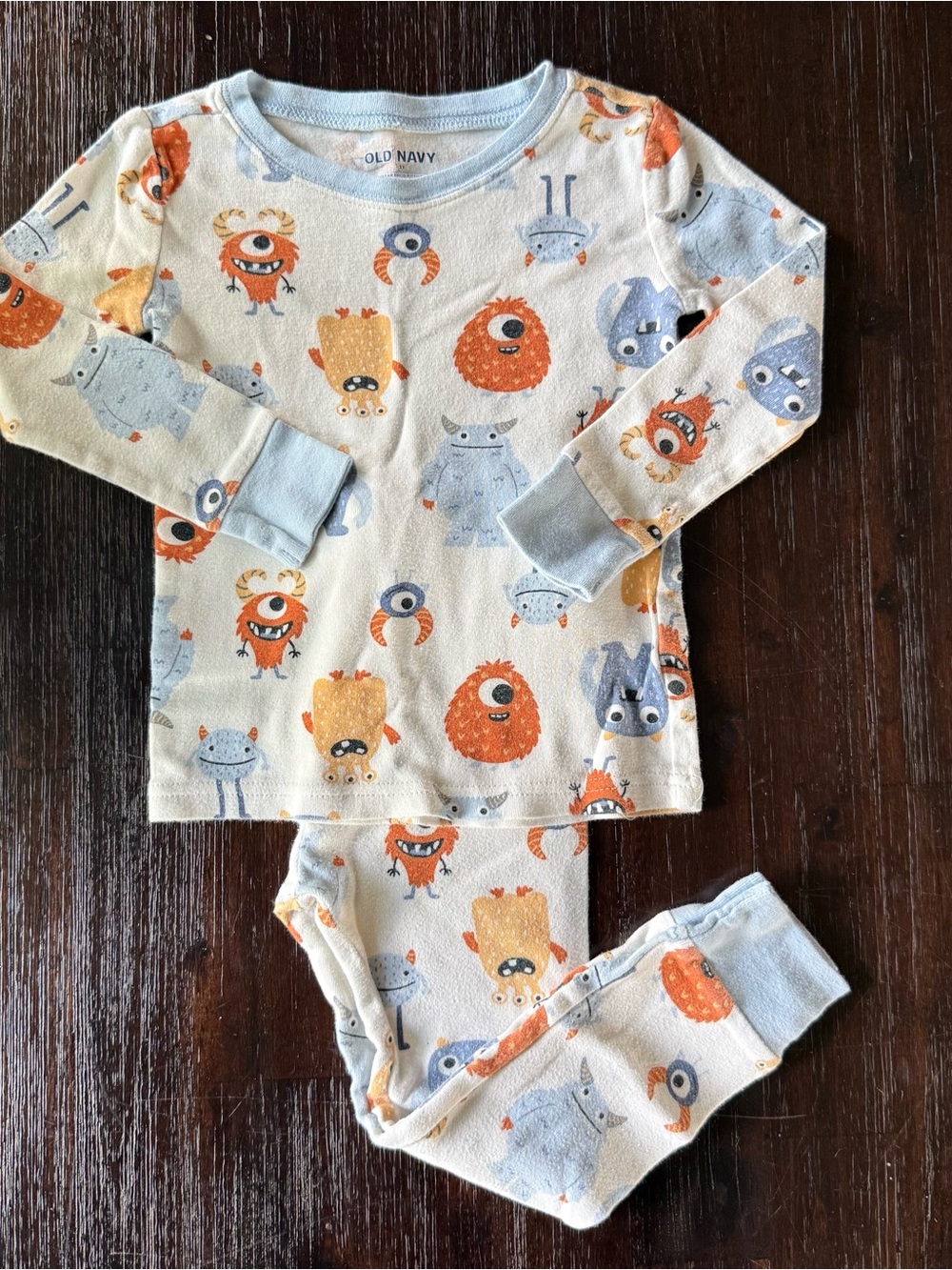 Old Navy Kids Monster Pajama Set - Cream, Blue, Orange